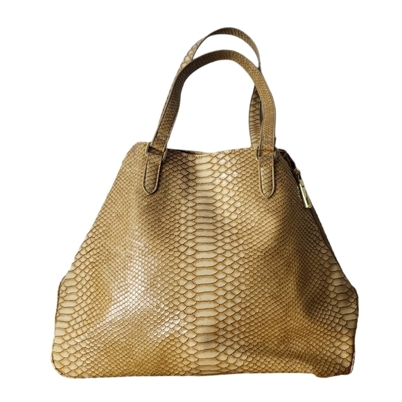 Steven by Steve Madden Snakeskin Zip Front Buckle Large Tote - Picture 3 of 12